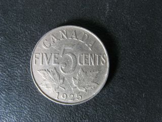5 Cents 1925 Canada Nickel Coin C ¢ King George V Half - Dime Vg - 10