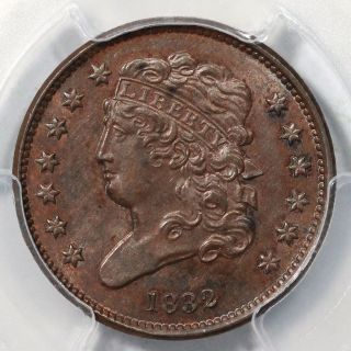 1832 C - 3 R - 2 Pcgs Ms 64 Bn Cac Classic Head Half Cent Coin 1/2c