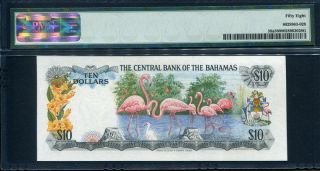 Bahamas 1974,  10 Dollars,  P38a,  PMG 58 AUNC 2