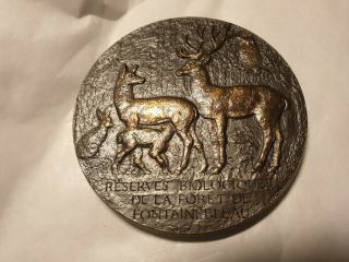 Fontainebleau Forest Bronze Art Medal By Joachim Owl Animals 68mm