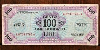 1943 - A Italy 100 Lire Allied Military Currency (amc),  Ww2,  Pick M21,