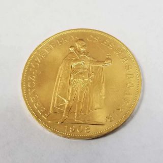 1908kb 100 Korona Hungry Gold Bullion Restrike H4k08