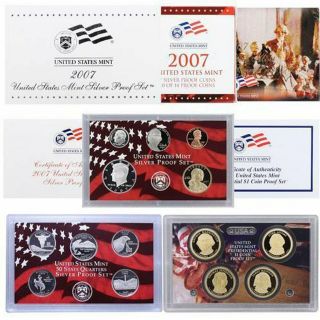 2007 U.  S.  Silver Proof Set 14 Coin With S Marks