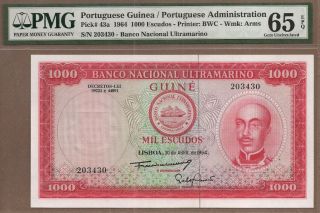 Portuguese Guinea: 1000 Escudos Banknote,  (unc Pmg65),  P - 43a,  30.  04.  1964,  No Res