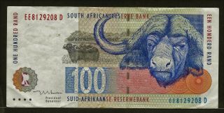 South Africa 100 Rand Nd (1999) P126b Vf,  Water Buffalo / Zebra Herd