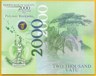 Vanuatu 2000 Vatu P - 14 2014 Unc Hand Signed Polymer Banknote In Folder