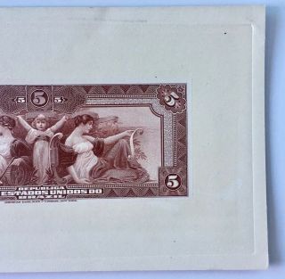 BRAZIL 5 Mil Reis ND (1925) P - 29 Front and Back PROOFS 9