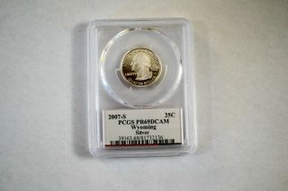 2007 S Wy State Quarter,  Silver Proof Pf 69 Dcam Pcgs