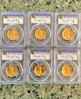Pcgs 2009 $20 Gold Double Eagle Ultra High Relief Ms70 6 Coins Edmund Moy Sign
