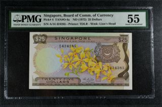 Singapore 25 Dollars Orchid - Bold Colors - Very Sharp Corners.  Pmg 55