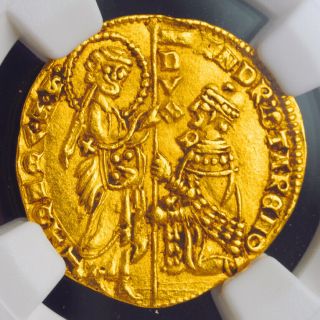 1368,  Doges Of Venice,  Andrea Contarini.  Gold Zecchino Ducat Coin.  Pcgs Ms - 63