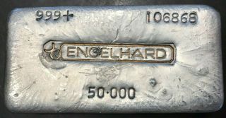 Scarce Engelhard 50 Oz 999,  Poured Silver Bar - Serial 106868,  5th Series