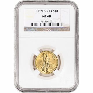 1989 American Gold Eagle 1/4 Oz $10 - Ngc Ms69