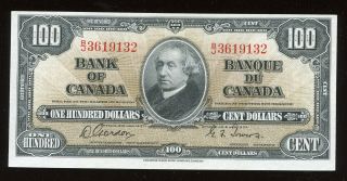 1937 Bank Of Canada $100 - Gordon Towers - Bc - 27b.  S/n: B/j3619132