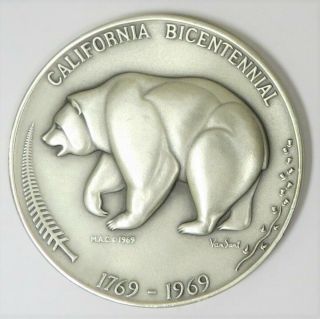 1969 Medallic Art Co.  California Bicentennial 4.  55tr Oz.  999 Fine Silver Medal