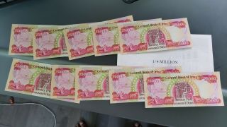 250000 (10x) 25000 Iraqi Dinar Note - Official Iraq Currency