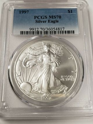 1997 American Silver Eagle Dollar $1 Ase Pcgs Ms70 - $1,  250 Value Nr