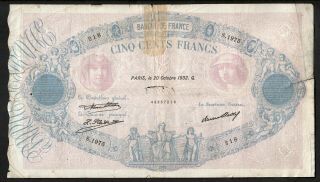 500 Francs From France 1932