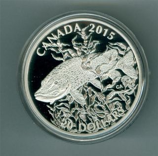 Canada 2015 $20 1 Oz.  9999 Fine Silver North American Sportfish Northern Pike