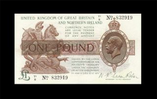 1919 Great Britain & Ireland Kgv 1 Pound England ( (gem Unc))