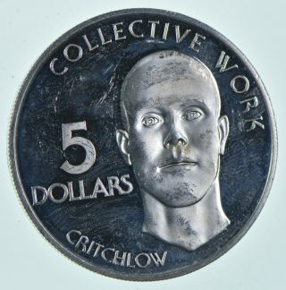 Silver - World Coin - 1977 Guyana 5 Dollars - World Silver Coin 37.  4 Grams 353