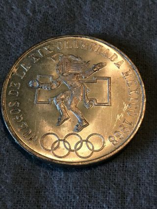 1968 Mexican Silver 25 Pesos Olympics Silver Coin.  Mexico (57)