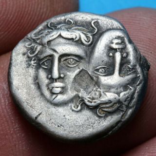 Ancient Greek Coin Silver Stater Istros,  Thrace Circa 400 Bc Tween Eagle Dolphin