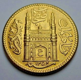 India Princely States Hyderabad Gold Ashrafi Ah 1354/25 (1935),  Ef/near Unc.