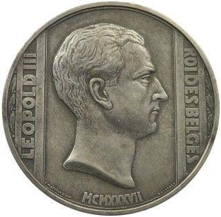 Belgium Silver Medal Leopold Iii Liege 1937 Inauguration 60mm 96g P44 163