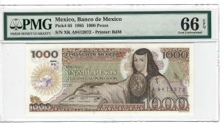 P - 85 1985 1000 Pesos,  Banco De Mexico,  Pmg 66epq Gem,