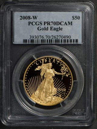 2008 - W $50 1 Oz Gold American Eagle - Proof Pcgs Pr 70 Dcam Perfect J603