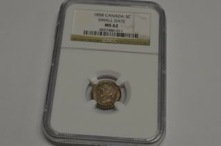 1858 Canada 5c Small Date Ms62 Ngc