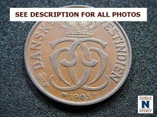 Noblespirit (ct) 1905 Danish W.  Indies 5 Bit - One Cent Vf