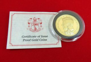 Gold 1993 Liberia " J F Kennedy " 1/2 Oz Coin In Capsule With