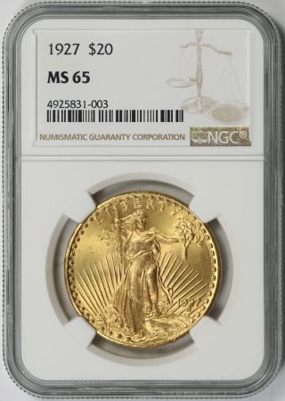 1927 Saint Gaudens Double Eagle Gold $20 Ms 65 Ngc