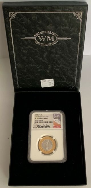 2000 W Library Of Congress $10 Pf 70 Ultra Cameo Platinum And Gold Coin
