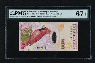 2009 Bermuda Monetary Authority 100 Dollars Pick 62a Pmg 67 Epq Gem Unc