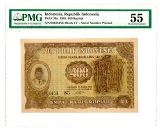 Indonesia 400 Rupiah " Oeang Republik Indonesia " 1948,  Pmg 55 (p80)