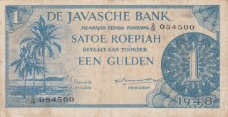 1 Gulden Fine Banknote From Netherlands Indies 1948 Pick - 98
