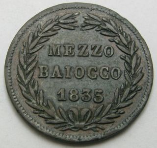 Papal States 1/2 Baiocco 1835 Vr - Copper - Gregory Xvi.  - Vf - 2532