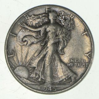 Xf,  1945 Walking Liberty 90 Silver Us Half Dollar - Coin 351