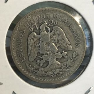1921 MEXICO SILVER 50 CENTAVOS COIN 2