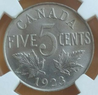 Canada 1923 5 Cents Ngc Ms63