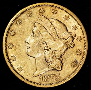 1875 S Liberty Head $20 Gold Double Eagle