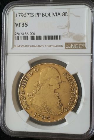 1796pts Pp Bolivia 8 Escudos Graded Vf 35 By Ngc