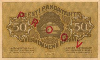 Estonia 50 Marka 1919 P 55s Specimen Proof Circulated Banknote Msp