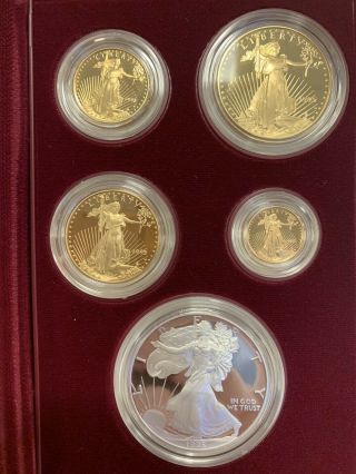 1995 - W American Eagle 10th Anniversary Gold & Silver Proof Set Box & 2