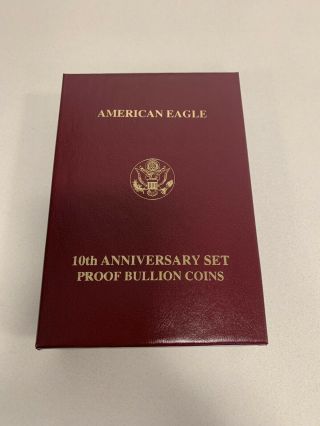 1995 - W American Eagle 10th Anniversary Gold & Silver Proof Set Box & 6