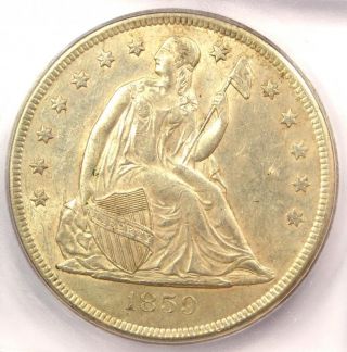 1859 - O Seated Liberty Silver Dollar $1 - Icg Ms62,  Plus (unc Bu) - $2,  880 Value