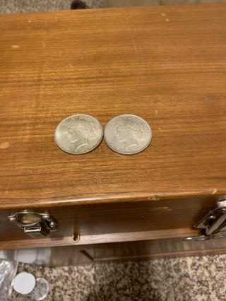 1 1922 D & 1 1923 Peace Silver Dollar Us Coin - 2 Coins